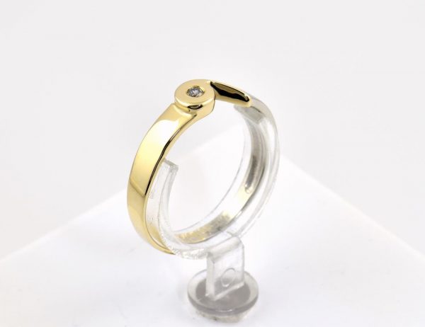 Diamant Solitär Ring 585/000 Gelb-/Weißgold 14 K Brillant 0,01 ct