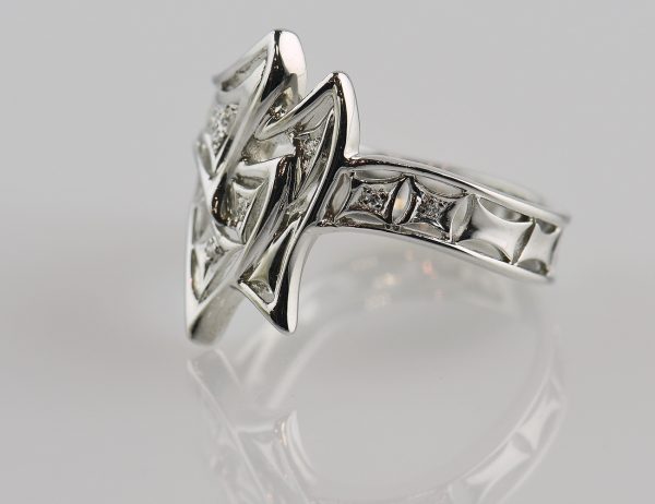 Diamant Ring 750 18 K Weißgold 10 Diamanten zus. 0,06 ct