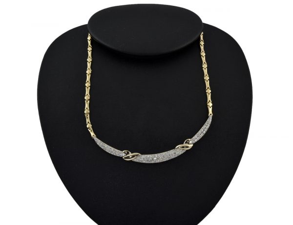 Kette 585/000 14 K Gelbgold Collier Zirkonia 46 cm lang