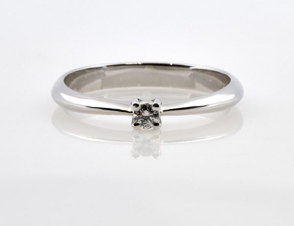 Solitär Diamant Ring 585/000 14 K Weißgold Brillant 0,06 ct