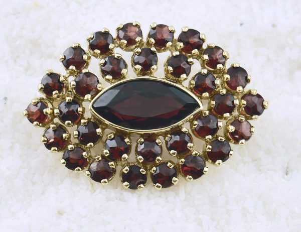 Brosche Granat 333 8 K Gelbgold