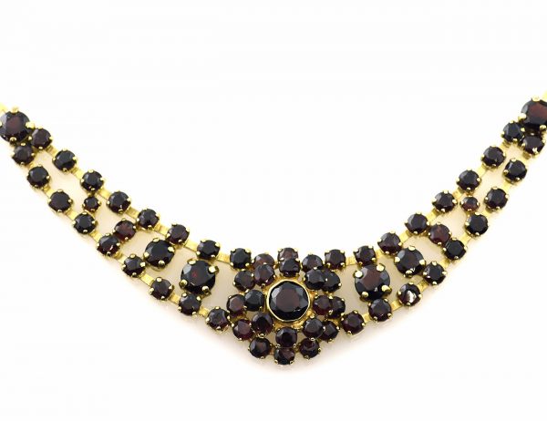 Kette Granat 333/000 8 K Gelbgold Collier, 40 cm lang