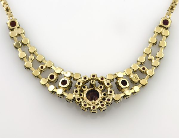 Kette Granat 333/000 8 K Gelbgold Collier, 40 cm lang
