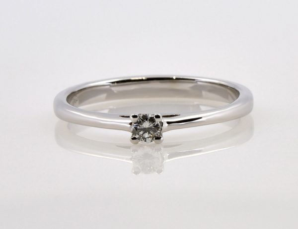 Solitär Diamant Ring 585/000 14 K Weißgold Brillant 0,10 ct