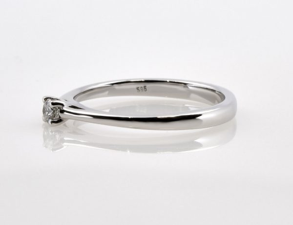 Solitär Diamant Ring 585/000 14 K Weißgold Brillant 0,10 ct