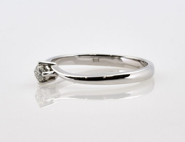 Solitär Diamant Ring 585/000 14 K Weißgold Brillant 0,12 ct