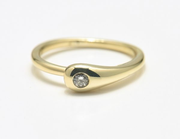 Diamant Solitär Ring 585 14 K Gelbgold Brillant 0,07 ct