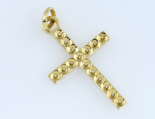 Anhänger Kreuz 585/000 14 K Gelbgold 16 Brillanten Lab Crown CVD zus. 0,56 ct