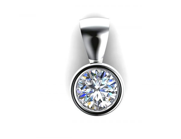 Diamant Solitär Anhänger 585/000 14 K Weißgold 1 Brillant  0,34 ct