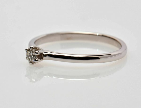 Solitär Diamant Ring 585/000 14 K Weißgold Brillant 0,13 ct
