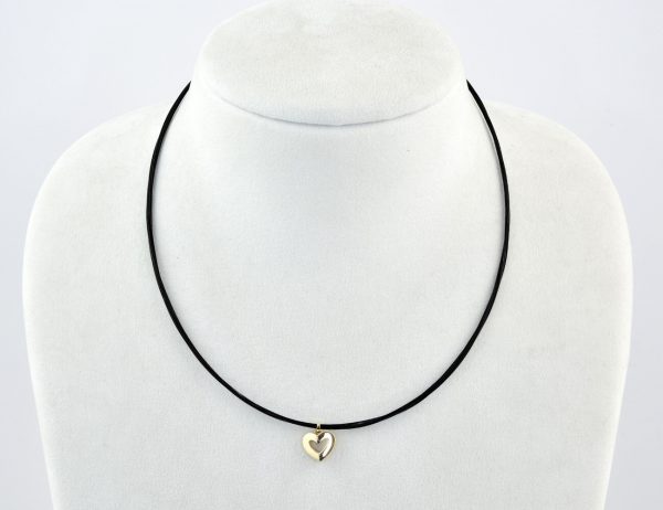 JETTE Halsreif Stahl 45 cm mit Anhänger Herz 585/000 14 K Gelbgold