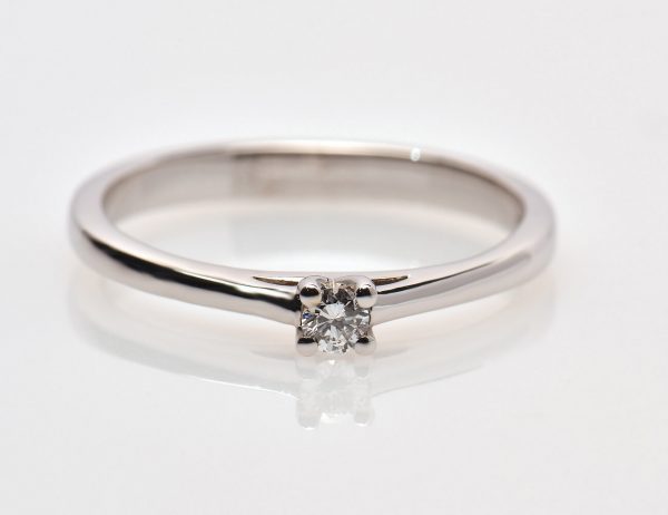 Solitär Diamant Ring 585/000 14 K Weißgold Brillant 0,08 ct