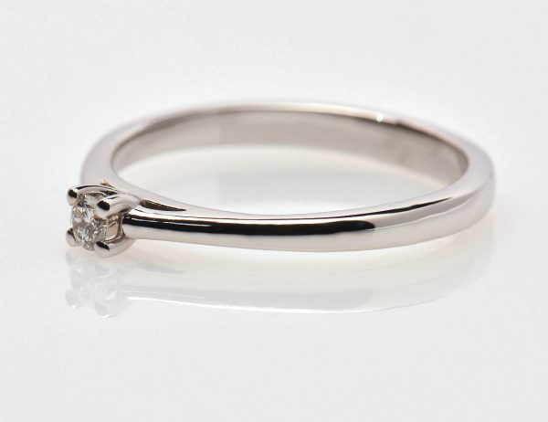 Solitär Diamant Ring 585/000 14 K Weißgold Brillant 0,08 ct