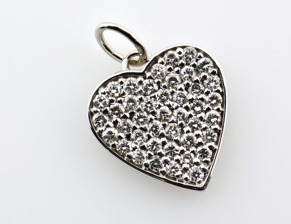 Anhänger Diamant Herz 585/000 14 K Weißgold 41 Brillanten 0,65 ct