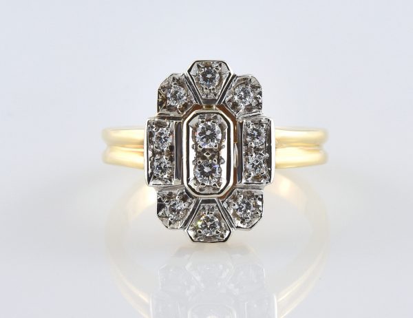 Diamant Ring 585/000 14 K Gelbgold 12 Brillanten zus. 0,40 ct