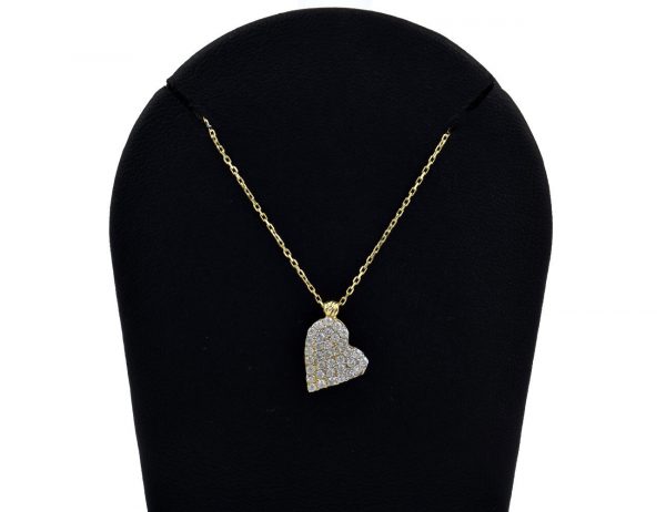 Anhänger Herz mit Kette 585/000 14 K Gelbgold Zirkonia 44 cm