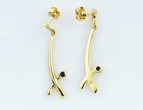 Ohrstecker Hänger Saphir 333/000 8 K Gelbgold