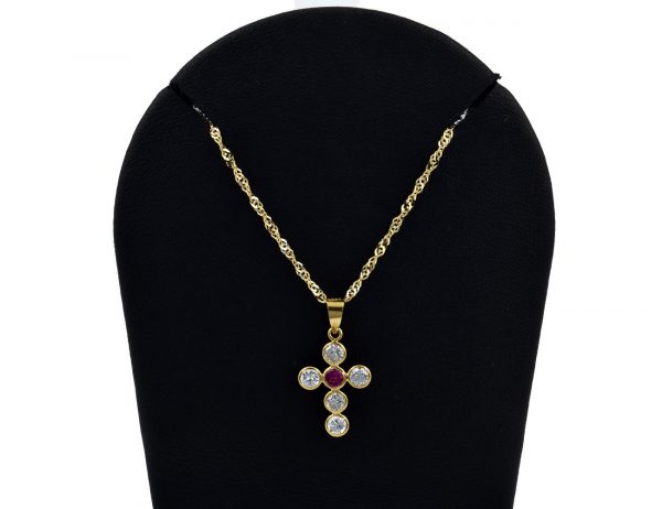 Anhänger Kreuz mit Kette 750/000 18 K Gelbgold Zirkonia 44 cm