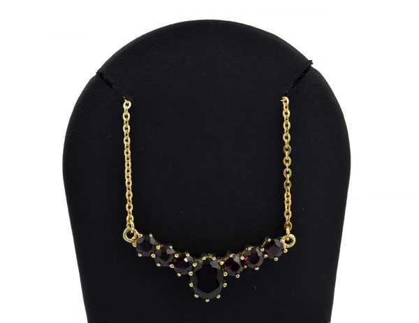 Kette Granat 333/000 8 K Gelbgold Collier, 40 cm lang