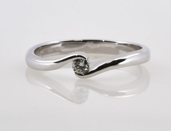 Solitär Diamant Ring 585/000 14 K Weißgold Brillant 0,09 ct