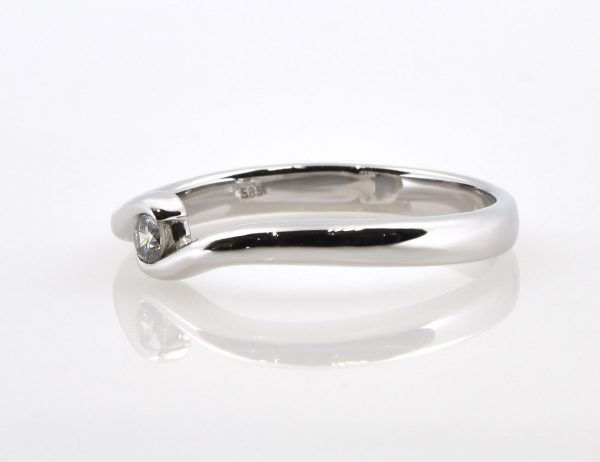 Solitär Diamant Ring 585/000 14 K Weißgold Brillant 0,09 ct