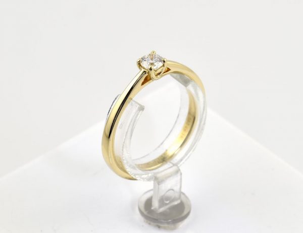 Diamant Solitär Ring 585/000 Gelbgold 14 K Brillant 0,15 ct