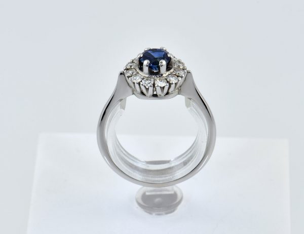 Saphir Diamant Ring 585/000 14 K Weißgold 12 Brillanten zus. 0,35 ct