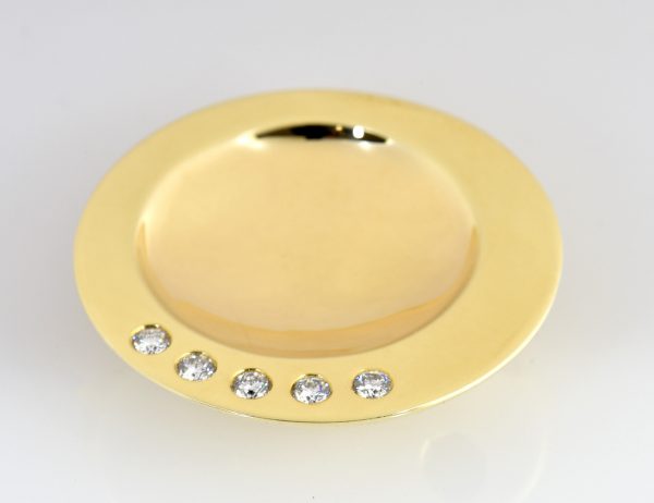 Diamant 585/000 Pendant, 14K Yellow Gold, 5 Brilliant-Cut Diamonds, Total 0.25 ct