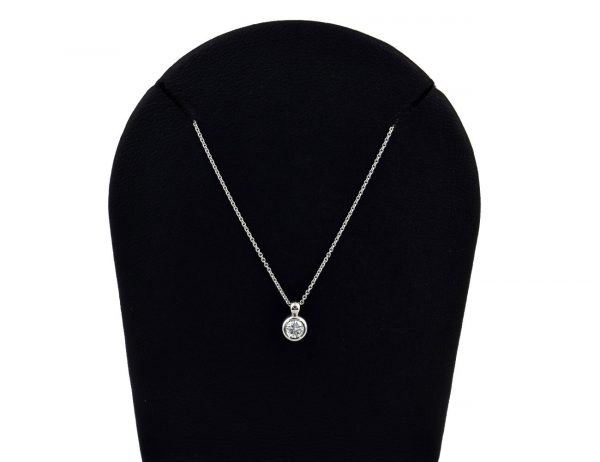 Diamant Solitär Anhänger mit Kette 585/000 14 K Weißgold 1 Brillant  0,14 ct