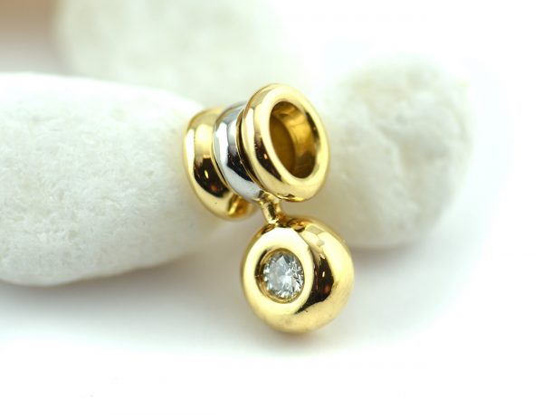 Diamant Solitär Anhänger 750 18 K Gelb/Weißgold Brillant 0,25 ct