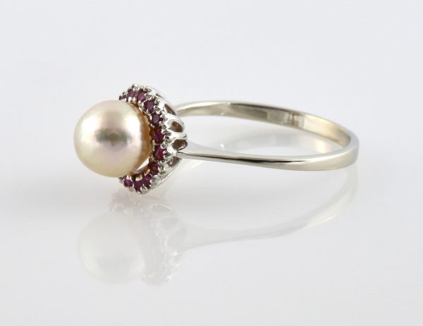 Ring Akoyaperle Rubin 585/000 14 K Weißgold