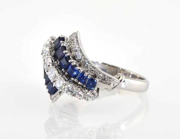 Saphir Diamant Ring 585/000 14 K Weißgold 25 Diamanten zus. 1,10 ct