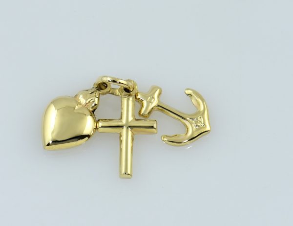 Kleiner Anhänger Glaube Liebe Hoffnung 585/000 14 K Gelbgold