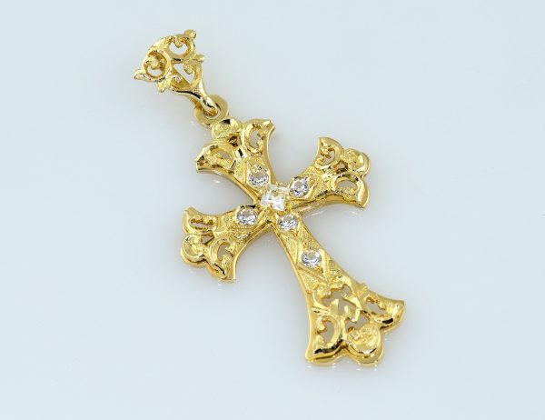 Anhänger Kreuz 585/000 14 K Gelbgold Zirkonia