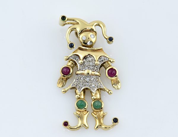 Anhänger Till Eulenspiegel Smaragd Rubin Saphir Zirkonia 333/000 8 K Gelbgold