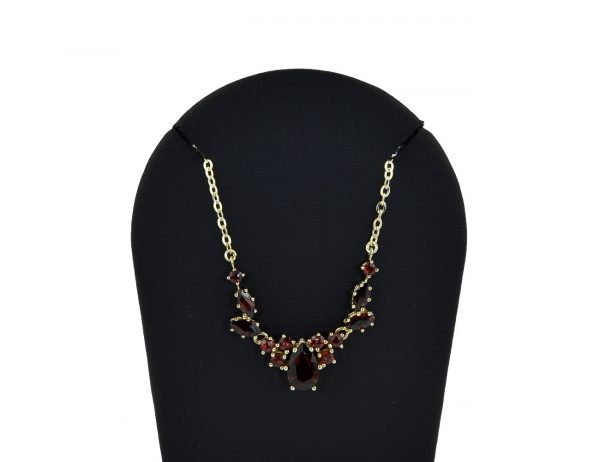 Kette Granat 333/000 8 K Gelbgold Collier, 40 cm lang