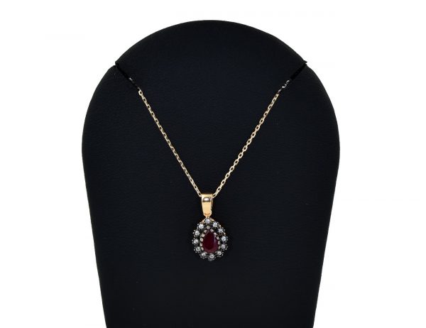 Rubin Anhänger mit Kette 585/000 14 K Gelbgold Zirkonia