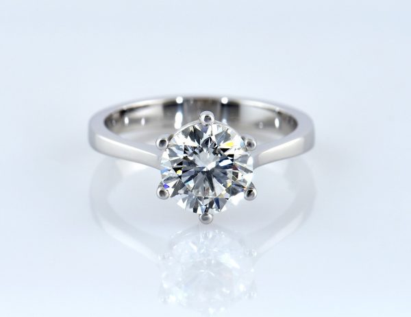 Solitär Ring 585/000 14 K Weißgold Diamant LG 2,00 ct mit IGI Zertifikat E/VVS2
