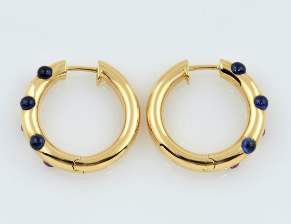 Scharniercreolen 750/000 18 K Gelbgold Saphir Rubin Ohrring