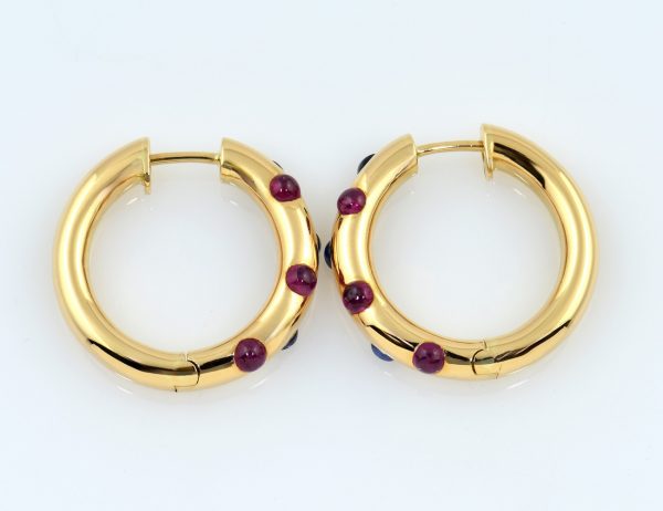 Scharniercreolen 750/000 18 K Gelbgold Saphir Rubin Ohrring