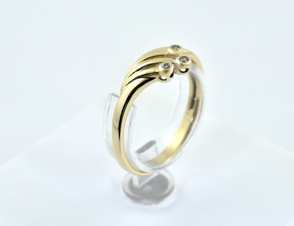 Diamant Ring 585/000 14 K Gelbgold 3 Diamanten zus. 0,03 ct