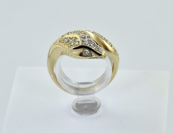Schlangen Diamant Ring 585/000 14 K Gelbgold 27 Brillanten zus. 0,25 ct