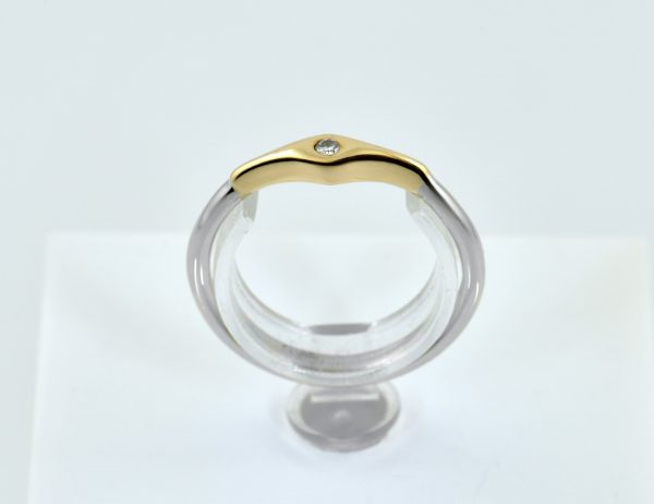 Diamant Solitär Ring 585/000 Gelb- Weißgold 14 K Brillant 0,02 ct