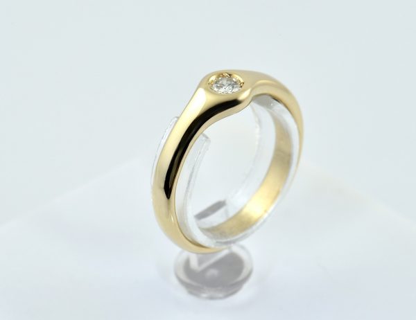 Diamant Solitär Ring 585/000 Gelbgold 14 K Brillant 0,11 ct