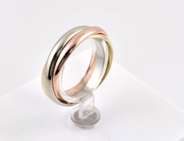 Dreier Ring 585/000 14 K Gold, Tricolor