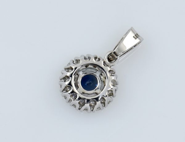 Anhänger Saphir Diamant 585/000 14 K Weißgold 14 Brillanten zus. 0,30 ct