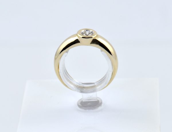 Diamond Solitaire Ring, 585/000 14K Yellow Gold, 0.14 ct Brilliant-Cut Diamond