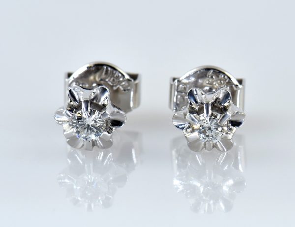 Ohrstecker Solitär Diamant 585/000 14 K Weißgold, 2 Brillanten zus. 0,20 ct