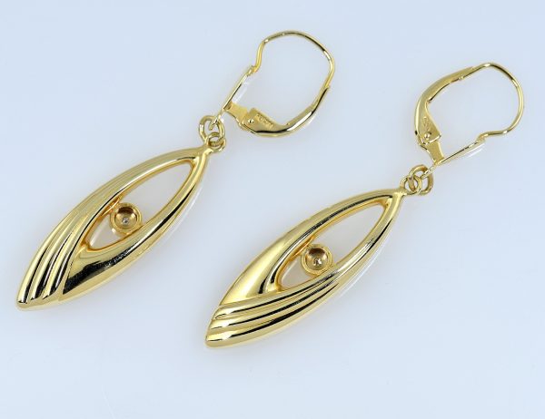 Ohrringe Hänger 585/000 14 K Gelbgold, 2 Brillanten zus. 0,02 ct