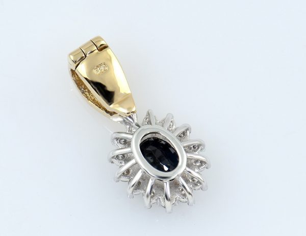 Anhänger Saphir Diamant 585/000 14 K Gelbgold, 13 Brillanten zus. 0,24 ct